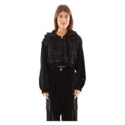 Quilted Petals Cropped Jacket in Multicolor Babylon , Black , Dames