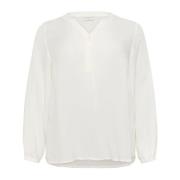 Elegante V-Hals Blouse in Krijt Kaffe Curve , White , Dames