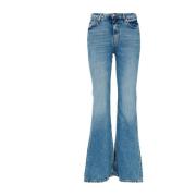 Flare Denim Jeans met Mid-rise Taille Roy Roger's , Blue , Dames