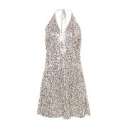 Paillet Mesh Halternek Jurk Rotate Birger Christensen , Beige , Dames