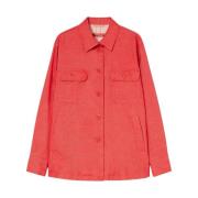 Rood Linnen Blend Shirt Marina Rinaldi , Red , Dames