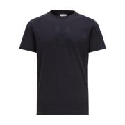 Navy Logo T-Shirt Casual Staple Moncler , Blue , Heren