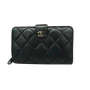 Pre-owned Leather wallets Chanel Vintage , Black , Dames