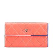 Pre-owned Leather wallets Chanel Vintage , Orange , Dames