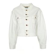 Korte jas met puntkraag Replay , White , Dames