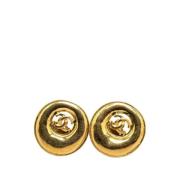 Pre-owned Metal earrings Chanel Vintage , Yellow , Dames