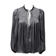 Gerimpelde V-hals Blouse Freja Stijl Ulla Johnson , Black , Dames