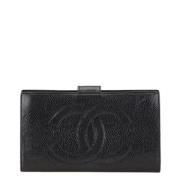 Pre-owned Leather wallets Chanel Vintage , Black , Dames