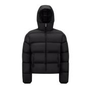 Korte Donsjas met Capuchon, Nylon, Zwart Moncler , Black , Heren