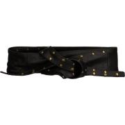 Zwarte taille riem met studs Legend , Black , Dames