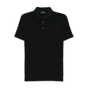 Zwarte T-shirts en Polos met geknoopte voorkant Zanone , Black , Heren