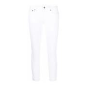 Witte Tonal Design Cropped Leg Jeans Dondup , White , Dames