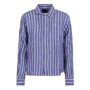 Blauw Wit Linnen Shirt 1863 Stijl Polo Ralph Lauren , Blue , Dames