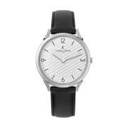 Elegante Klassieke Zwarte Leren Herenhorloge Pierre Cardin , Black , H...