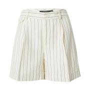 Crème Gestreept Geplooide Shorts Ralph Lauren , Beige , Dames