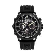 Zwarte Herenmode Chronograaf Horloge Police , Black , Heren