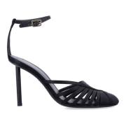 Zwarte Gesloten Teen Hoge Hak Sandalen Salvatore Ferragamo , Black , D...