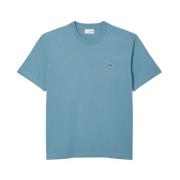 Iconisch T-shirt - Blauw Grijs Katoen Lacoste , Blue , Heren