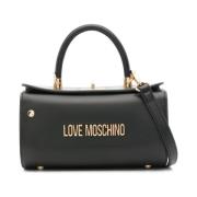 Zwarte Twist-Lock Schoudertas Love Moschino , Black , Dames