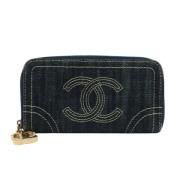 Pre-owned Silk wallets Chanel Vintage , Blue , Dames