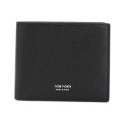 Zwarte Leren Portemonnee Stijlvol Accessoire Tom Ford , Black , Heren