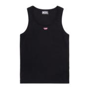 Tanktop met geborduurde D-patch Diesel , Black , Dames