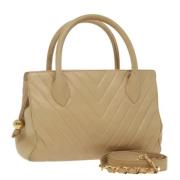 Pre-owned Leather chanel-bags Chanel Vintage , Beige , Dames