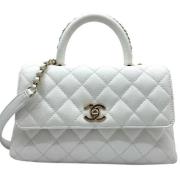 Pre-owned Leather handbags Chanel Vintage , White , Dames