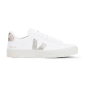 Witte Leren Sneakers Ronde Neus Veters Veja , White , Dames