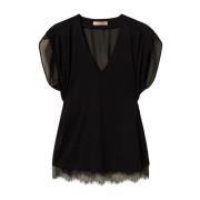 Zwarte Top voor Vrouwen Twinset , Black , Dames