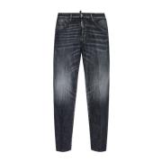 Zwarte Vervaagde Stretch Katoenen Jeans Dsquared2 , Black , Heren