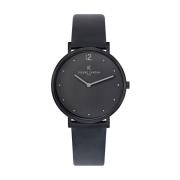 Zwarte leren dameshorloge Klassiek Elegant Pierre Cardin , Black , Dam...