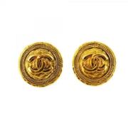 Pre-owned Metal earrings Chanel Vintage , Yellow , Dames