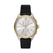 Gouden Heren Leren Klassiek Horloge Emporio Armani , Yellow , Heren