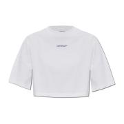 Korte T-shirt met bedrukt logo Off White , White , Dames