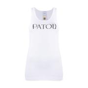 Logo Print Mouwloze Top Patou , White , Dames