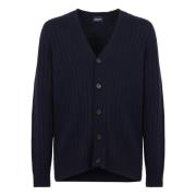 Ribgebreide Cashmere Cardigan Drumohr , Blue , Heren