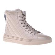 Trainers in vanilla quilted leather and patent leather Baldinini , Bei...