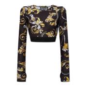 Korte top met Outline Barocco print Versace Jeans Couture , Black , Da...