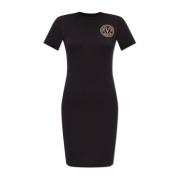 Jurk met bedrukt logo Versace Jeans Couture , Black , Dames