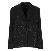 Zwarte Jas met Pailletten Revers Rotate Birger Christensen , Black , D...