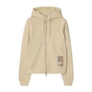 Beige Logo Zak Rits Hoodie Burberry , Beige , Dames