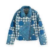 Gewatteerde Bikerjas Heirloom Print Scotch & Soda , Blue , Dames