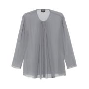 Donkergrijze Ronde Hals Lange Mouw Shirt Giorgio Armani , Gray , Dames