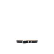 Rechthoekige Metalen Gesp Kalfsleren Riem Khaite , Black , Dames