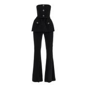 Bustier Jumpsuit met Peplum onderkant Self Portrait , Black , Dames