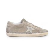 Beige suède sneakers met glitterstrip Golden Goose , Gray , Dames