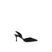 Elegante Zijden Slingback Pumps Geplooide Voorkant Manolo Blahnik , Bl...