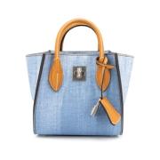 Jeans Motief Leren Tas met Hangslot Ermanno Scervino , Blue , Dames