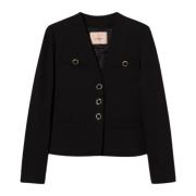 Zwarte Jersey Blazer met Juweelknopen Twinset , Black , Dames